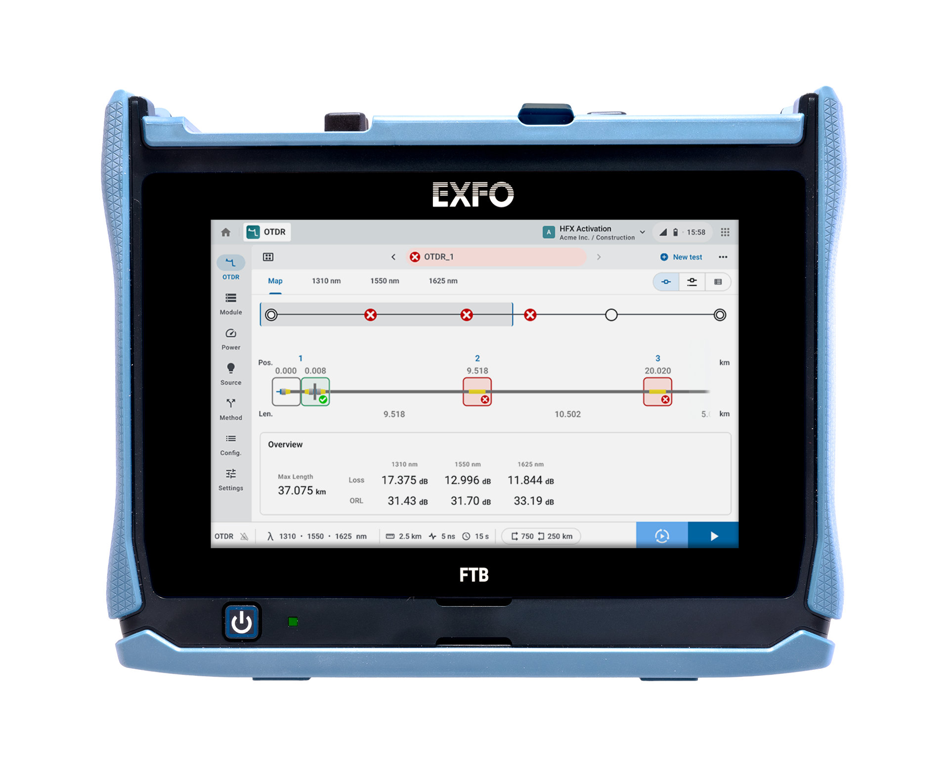 Testador de Fibra Óptica Quádruplo EXFO FTB-LITE-720D