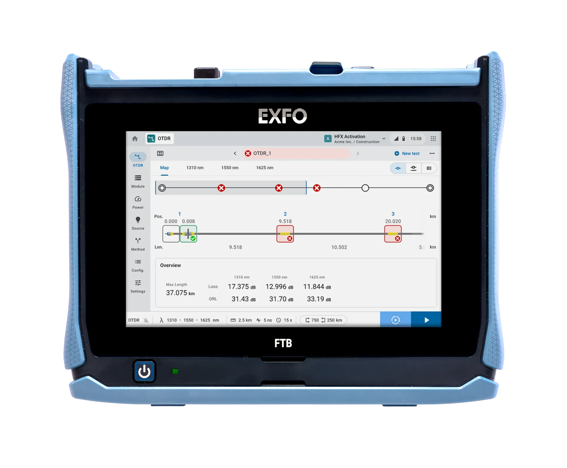 Refletômetro Óptico de Domínio de Tempo EXFO FTB-LITE-720D-SM8-XX
