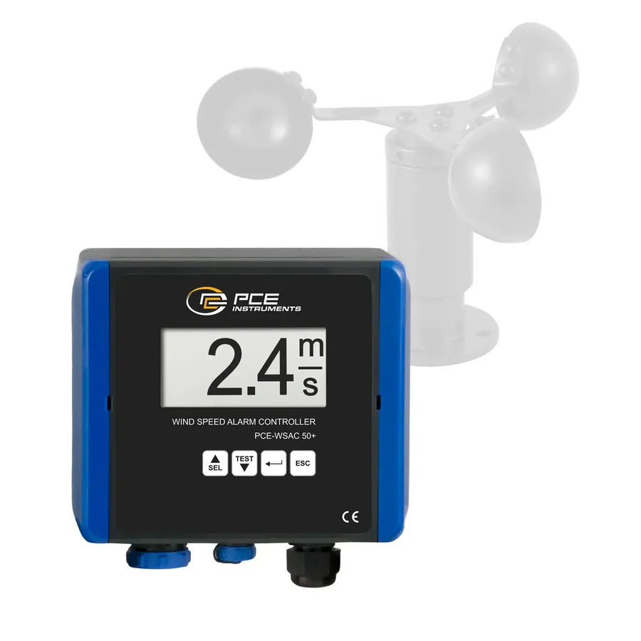 PCE Instruments PCE-WSAC 50+ 24 Medidor de Velocidade do Vento com Registrador de Dados