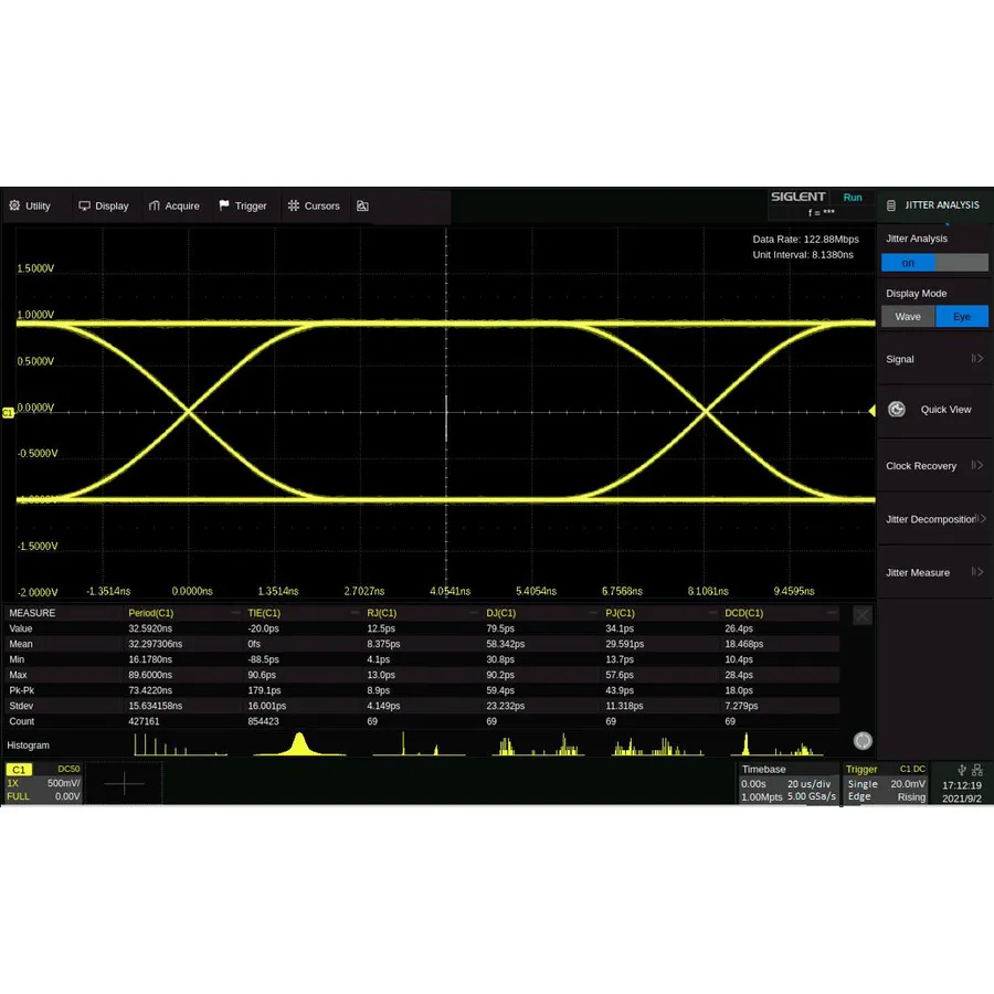 Opção de Análise de Diagrama de Olho/Jitter Siglent SDS6000L-EJ