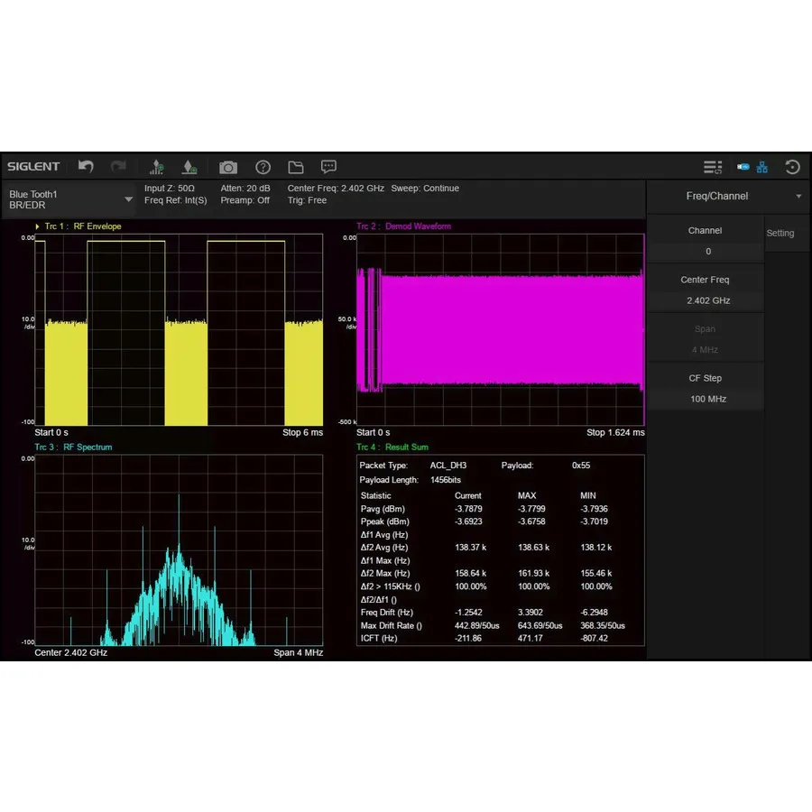 Software de Medição de Sinal Bluetooth Siglent SSA5000-BT