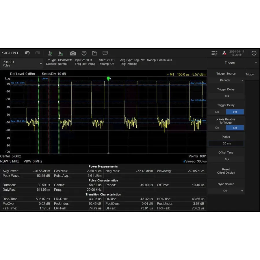 Software de Medição de Sinal de Pulso Siglent SSA5000-PU