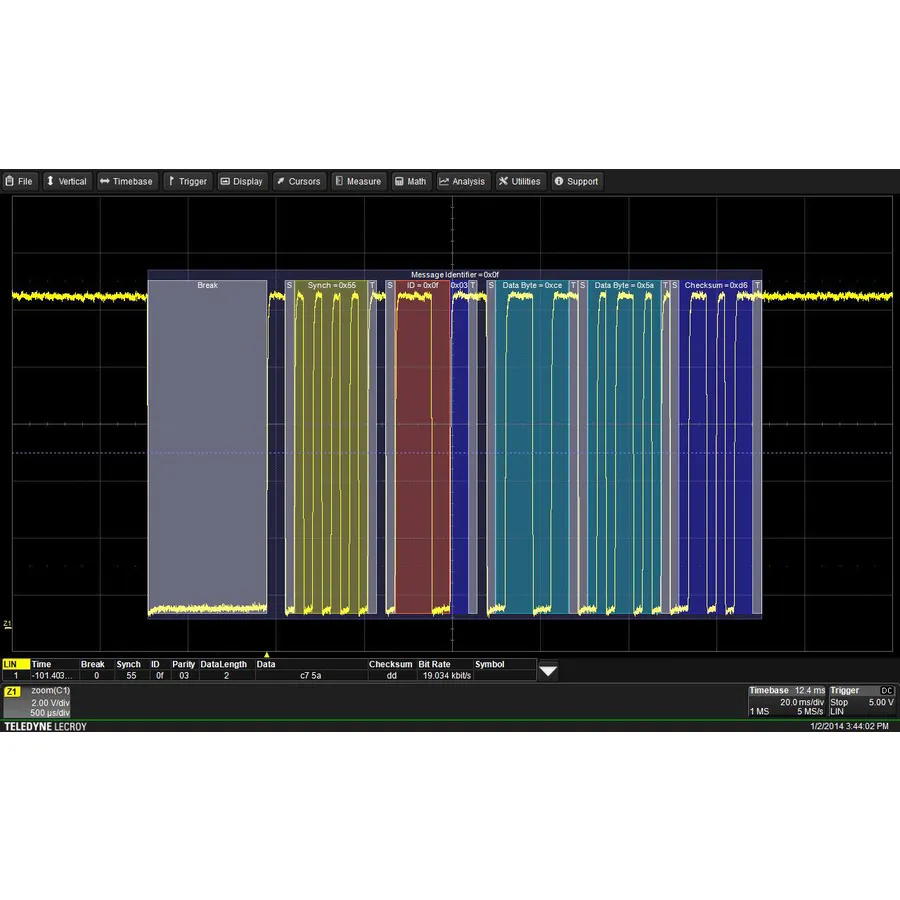 Opção de Disparo e Decodificação de AudioBus Teledyne LeCroy WS4KHD-AUDIO TD