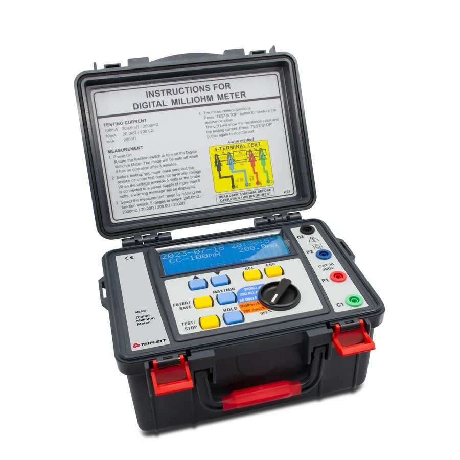 Ohmímetro de Miliohm Triplett ML200 Alimentado por Bateria